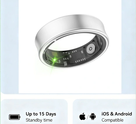 Mayissi Smart Ring with Sleep Monitoring-No Subscription-15-Days-Battery-Standby-time-Activity/Stress/SpO2/HR/Women's Health Tracking-AI Insights-iOS & Android- Silver-Waterproof