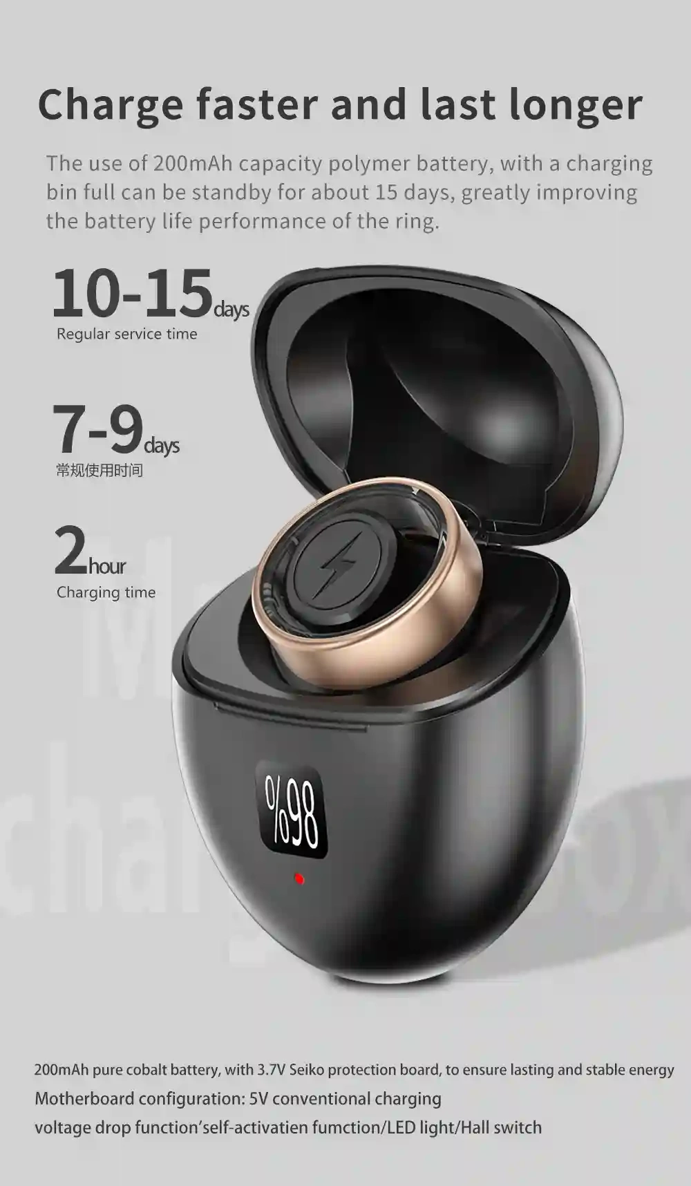 Mayissi Smart Ring with Sleep Monitoring-No Subscription-15-Days-Battery-Standby-time-Activity/Stress/SpO2/HR/Women's Health Tracking--Waterproof-AI Insights-iOS & Android- Gold
