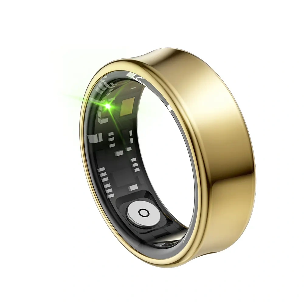 Mayissi Smart Ring with Sleep Monitoring-No Subscription-15-Days-Battery-Standby-time-Activity/Stress/SpO2/HR/Women's Health Tracking--Waterproof-AI Insights-iOS & Android- Gold