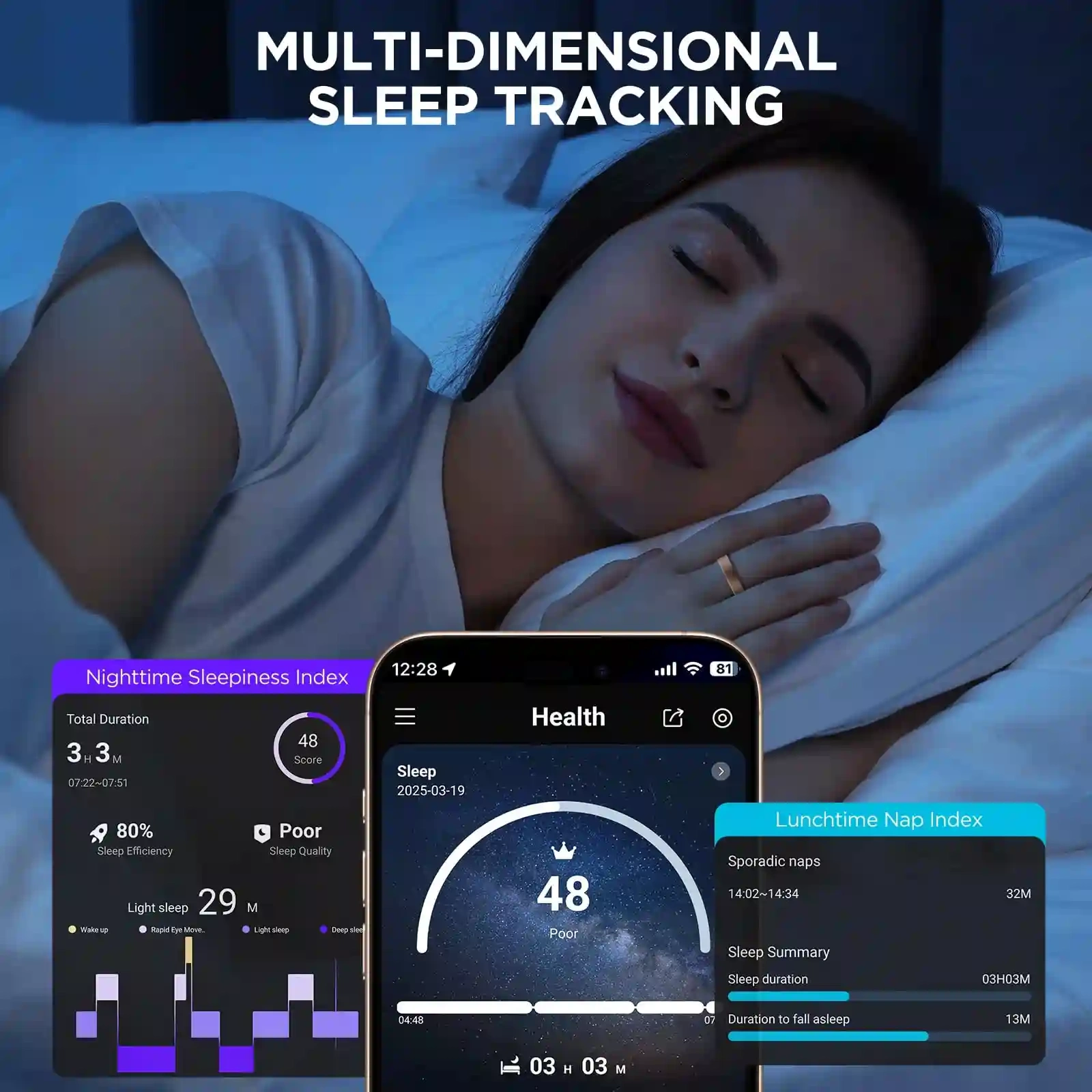 Mayissi Smart Ring with Sleep Monitoring-No Subscription-15-Days-Battery-Standby-time-Activity/Health Management/Women's Health Tracking--Waterproof-iOS & Android- Silver