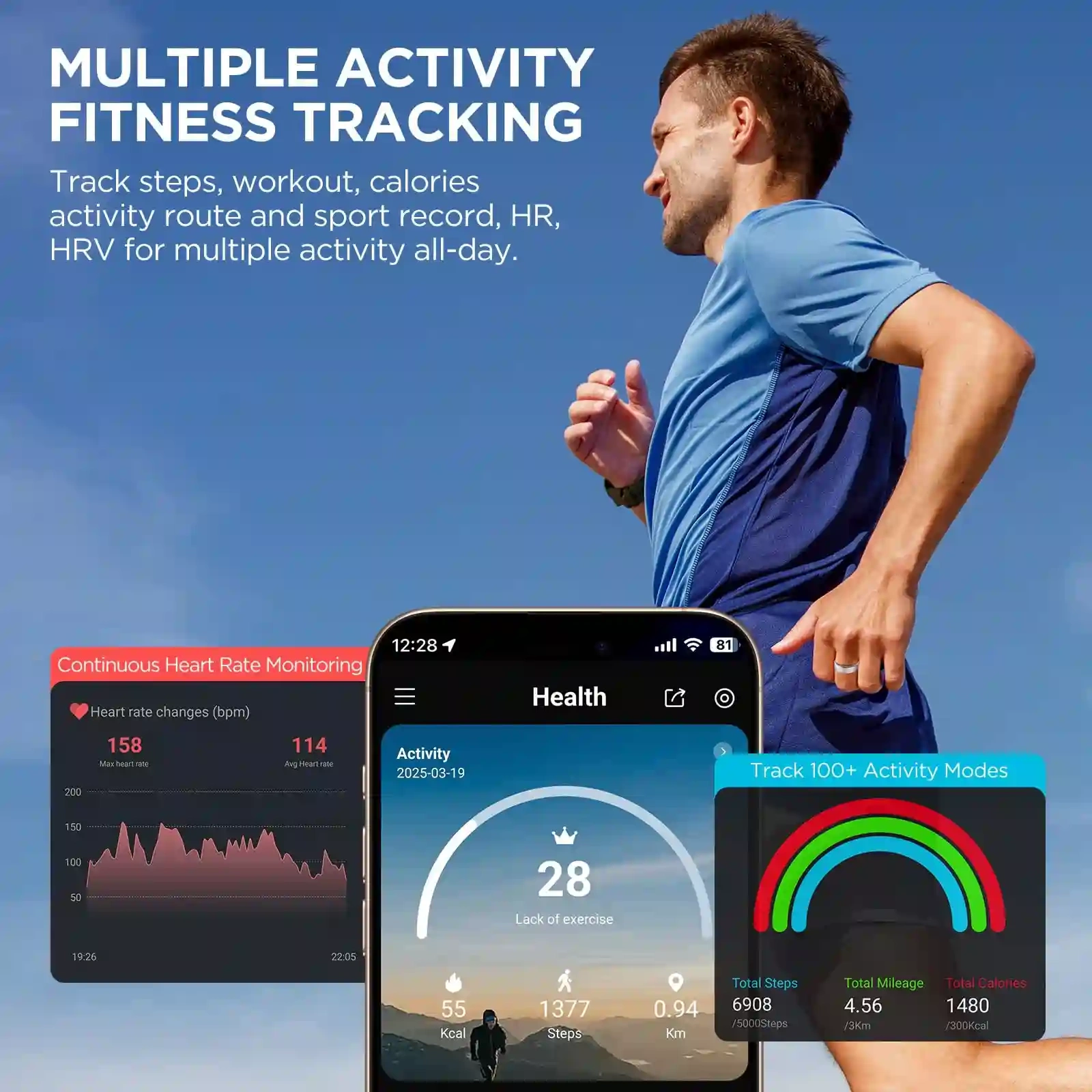 Mayissi Smart Ring with Sleep Monitoring-No Subscription-15-Days-Battery-Standby-time-Activity/Health Management/Women's Health Tracking--Waterproof-iOS & Android- Silver