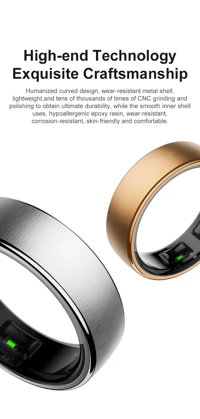 Mayissi Smart Ring with Sleep Monitoring-No Subscription-15-Days-Battery-Standby-time-Activity/Health Management/Women's Health Tracking--Waterproof-iOS & Android- Silver