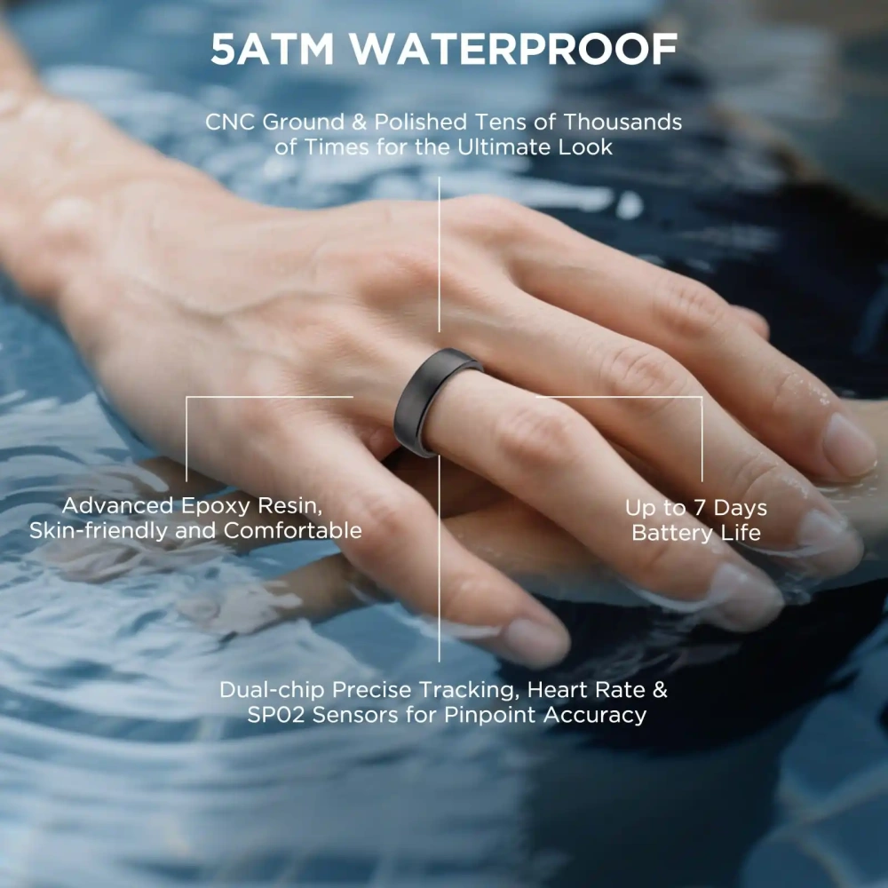 Mayissi Smart Ring with Sleep Monitoring-No Subscription-15-Days-Battery-Standby-time-Activity/Health Management/Women's Health Tracking--Waterproof-iOS & Android- Black