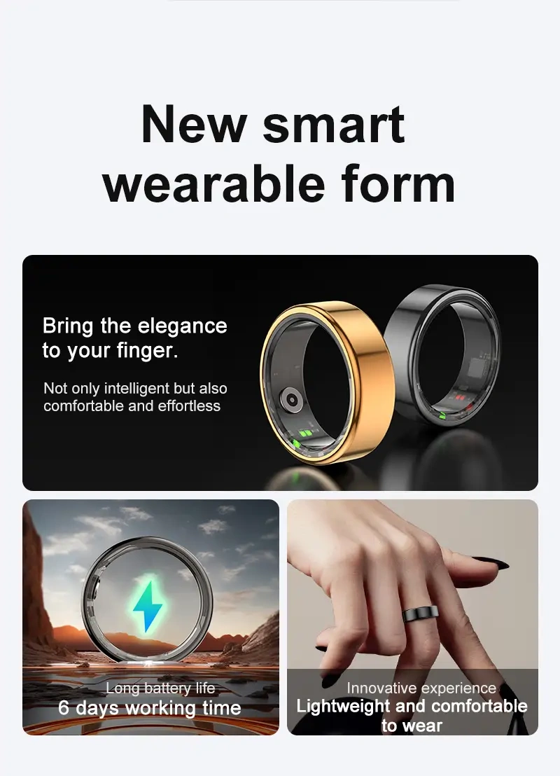 Mayissi Smart Ring with Sleep Monitoring-No Subscription-15-Days-Battery-Standby-time-Activity-Health Management--Waterproof-iOS & Android- RoseGold
