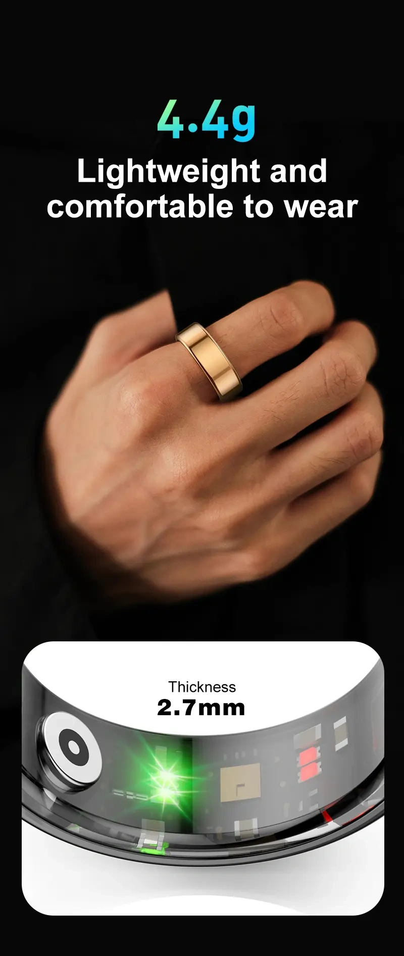 Mayissi Smart Ring with Sleep Monitoring-No Subscription-15-Days-Battery-Standby-time-Activity-Health Management--Waterproof-iOS & Android- RoseGold