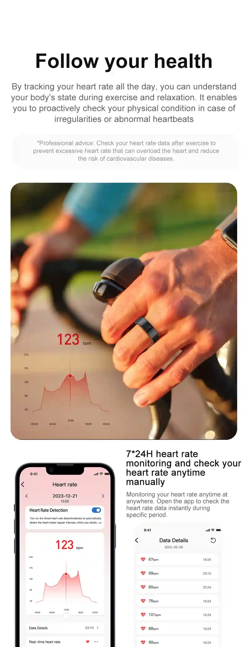 Mayissi Smart Ring with Sleep Monitoring-No Subscription-15-Days-Battery-Standby-time-Activity-Health Management--Waterproof-iOS & Android- RoseGold