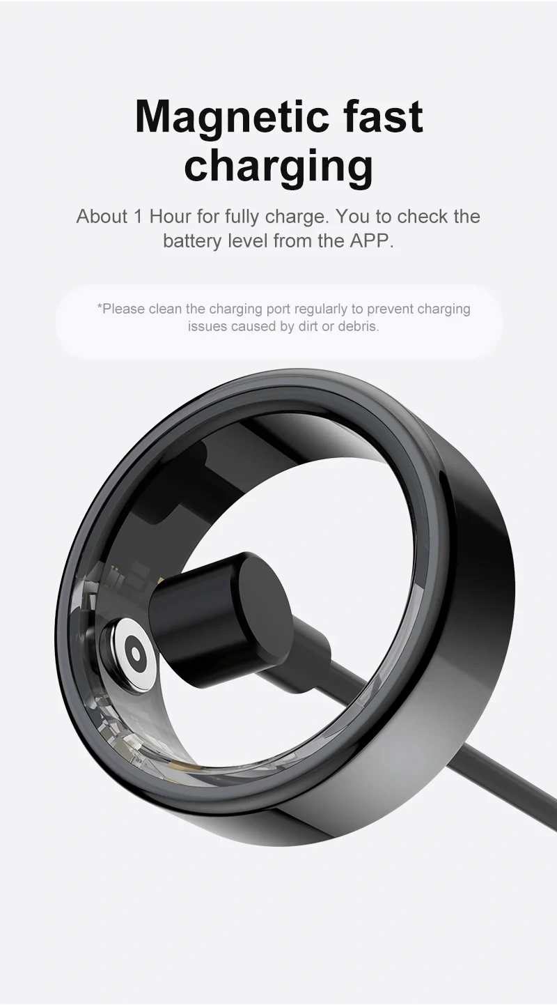 Mayissi Smart Ring with Sleep Monitoring-No-Subscription-15-Days-Battery-Standby-time-Activity-Health Management--Waterproof-iOS & Android- Tarnish-Black