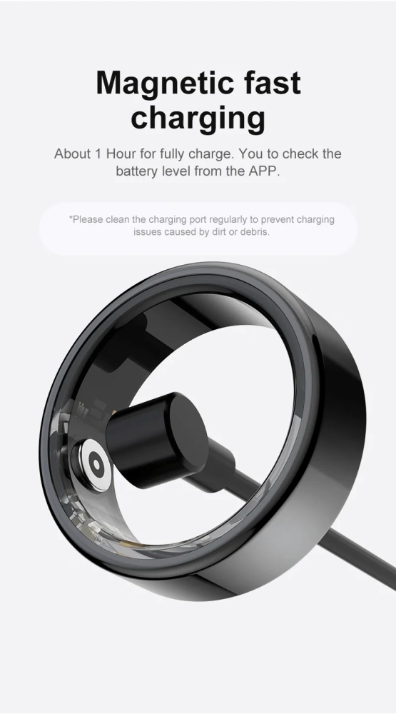 Mayissi Smart Ring with Sleep Monitoring-No-Subscription-15-Days-Battery-Standby-time-Activity-Health Management--Waterproof-iOS & Android- Tarnish-Black