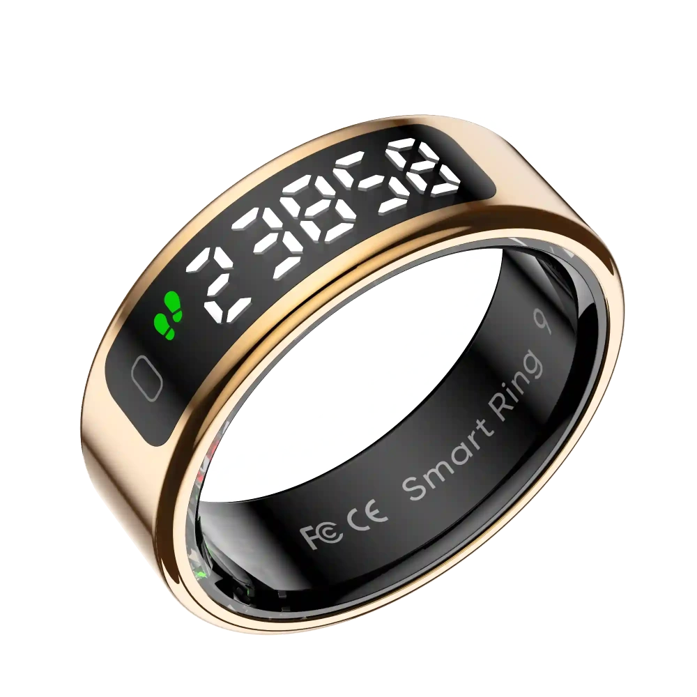 Mayissi Smart Ring-LED Display- Gesture or Touch Controls -Tracks Activity, Sleep, Heart Rate, Blood Oxygen,pressure -IP68 Waterproof-No-Subscription-15 Days Battery Standby time--Health Management--iOS & Android- Rose Gold