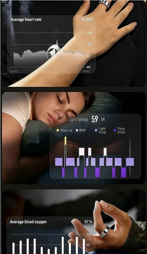 Mayissi Smart Ring-LED Display- Gesture or Touch Controls -Tracks Activity, Sleep, Heart Rate, Blood Oxygen,pressure -IP68 Waterproof-No-Subscription-15 Days Battery Standby time--Health Management--iOS & Android- XZR11SILVER