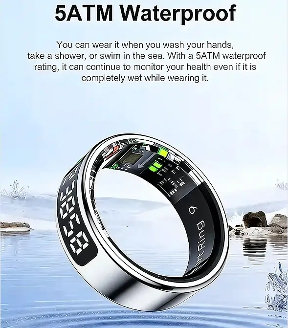 Mayissi Smart Ring-LED Display- Gesture or Touch Controls -Tracks Activity, Sleep, Heart Rate, Blood Oxygen,pressure -IP68 Waterproof-No-Subscription-15 Days Battery Standby time--Health Management--iOS & Android- XZR11SILVER