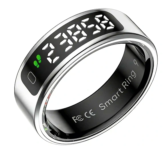 Mayissi Smart Ring-LED Display- Gesture or Touch Controls -Tracks Activity, Sleep, Heart Rate, Blood Oxygen,pressure -IP68 Waterproof-No-Subscription-15 Days Battery Standby time--Health Management--iOS & Android- XZR11SILVER