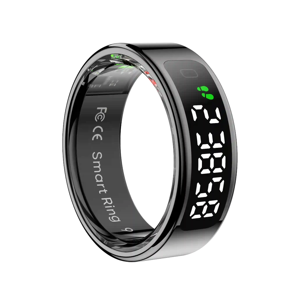 Mayissi Smart Ring-LED Display- Gesture or Touch Controls -Tracks Activity, Sleep, Heart Rate, Blood Oxygen,pressure -IP68 Waterproof-No-Subscription-15 Days Battery Standby time--Health Management--iOS & Android- XZR11BLACK