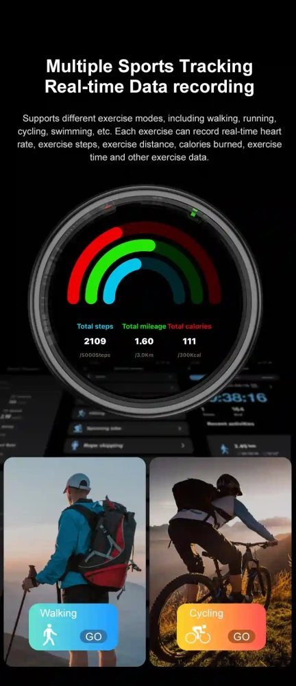 Mayissi Smart Ring-LED Display- Gesture or Touch Controls -Tracks Activity, Sleep, Heart Rate, Blood Oxygen,pressure -IP68 Waterproof-No-Subscription-15 Days Battery Standby time--Health Management--iOS & Android- Rose Gold