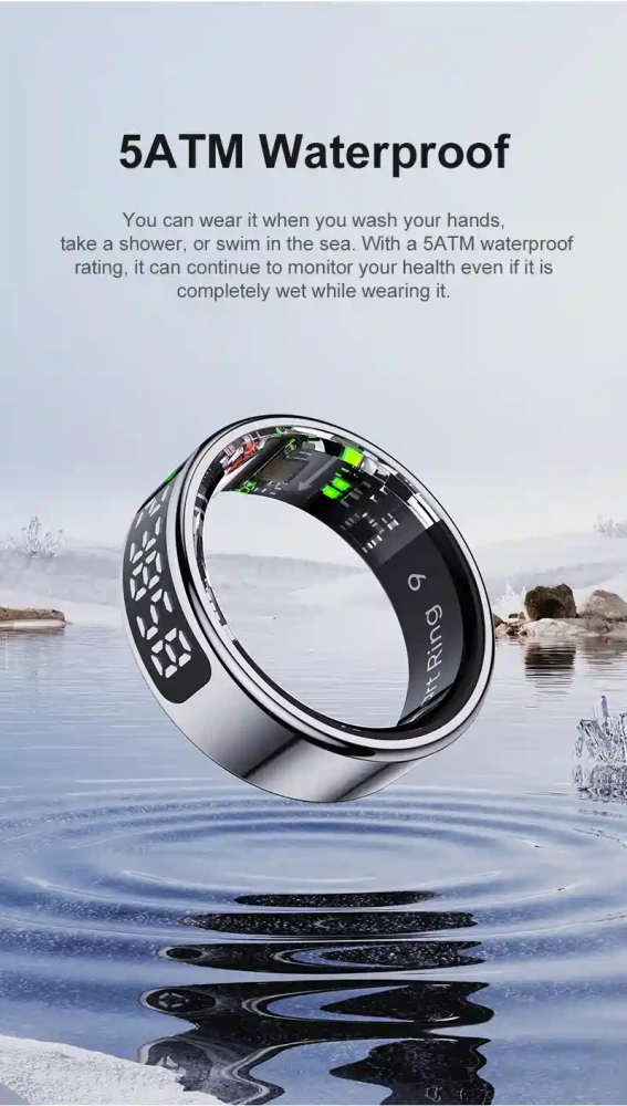 Mayissi Smart Ring-LED Display- Gesture or Touch Controls -Tracks Activity, Sleep, Heart Rate, Blood Oxygen,pressure -IP68 Waterproof-No-Subscription-15 Days Battery Standby time--Health Management--iOS & Android- Rose Gold