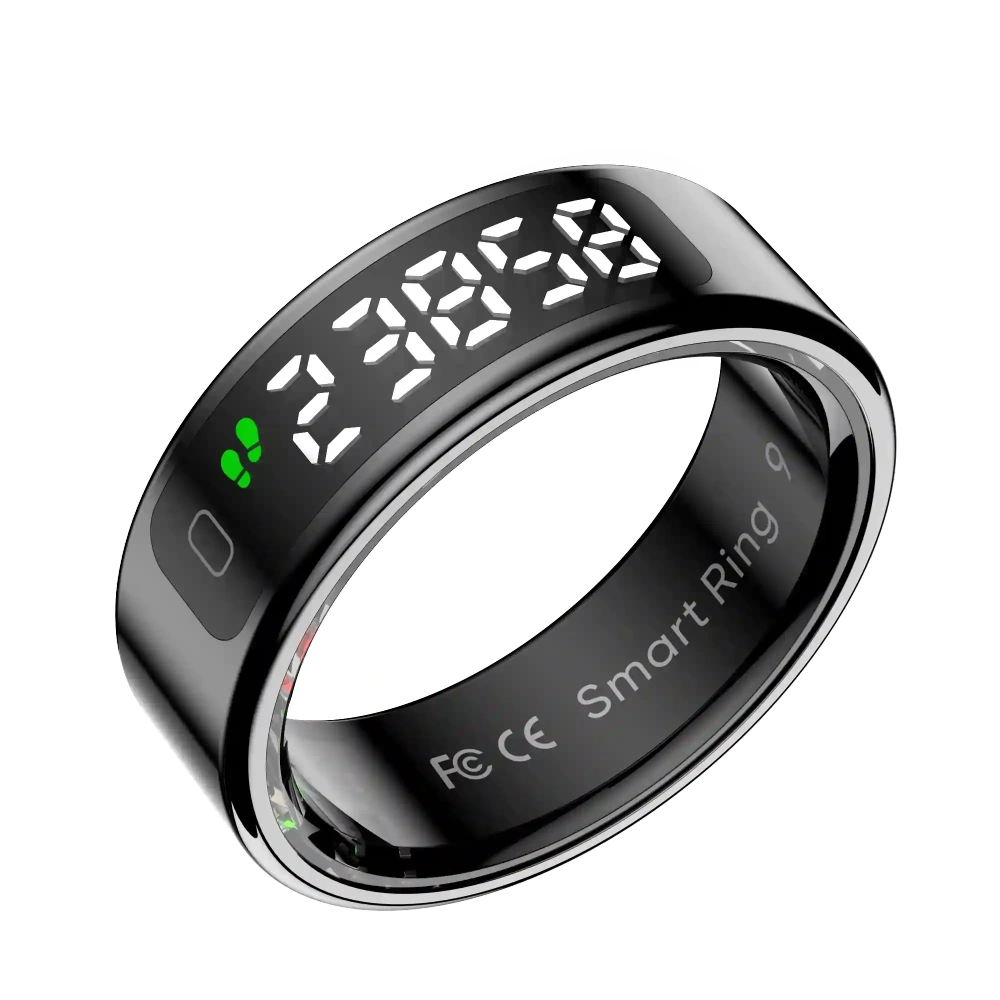 Mayissi Smart Ring-LED Display- Gesture or Touch Controls -Tracks Activity, Sleep, Heart Rate, Blood Oxygen,pressure -IP68 Waterproof-No-Subscription-15 Days Battery Standby time--Health Management--iOS & Android- Rose Gold