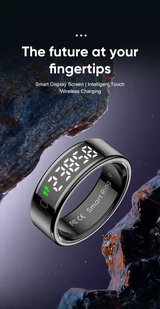 Mayissi Smart Ring-LED Display- Gesture or Touch Controls -Tracks Activity, Sleep, Heart Rate, Blood Oxygen,pressure -IP68 Waterproof-No-Subscription-15 Days Battery Standby time--Health Management--iOS & Android- Rose Gold
