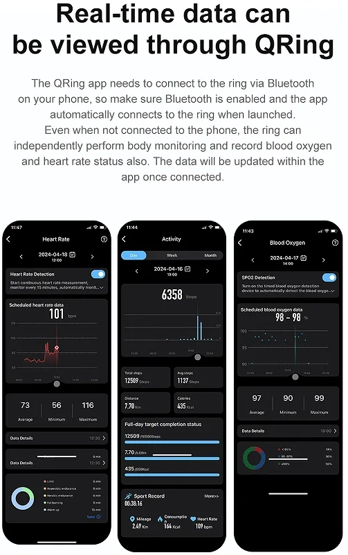 Mayissi Smart Ring -Tracks Activity, Sleep, Heart Rate, Blood Oxygen,pressure -IP68 Waterproof-No-Subscription-15 Days Battery Standby time--Health Management--iOS & Android- XZR06GOLD