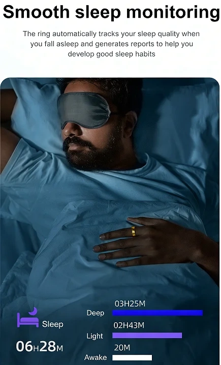 Mayissi Smart Ring -Tracks Activity, Sleep, Heart Rate, Blood Oxygen,pressure -IP68 Waterproof-No-Subscription-15 Days Battery Standby time--Health Management--iOS & Android- XZR06GOLD