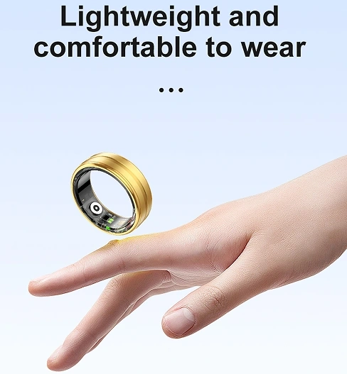 Mayissi Smart Ring -Tracks Activity, Sleep, Heart Rate, Blood Oxygen,pressure -IP68 Waterproof-No-Subscription-15 Days Battery Standby time--Health Management--iOS & Android- XZR06GOLD