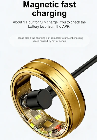 Mayissi Smart Ring -Tracks Activity, Sleep, Heart Rate, Blood Oxygen,pressure -IP68 Waterproof-No-Subscription-15 Days Battery Standby time--Health Management--iOS & Android- XZR06GOLD