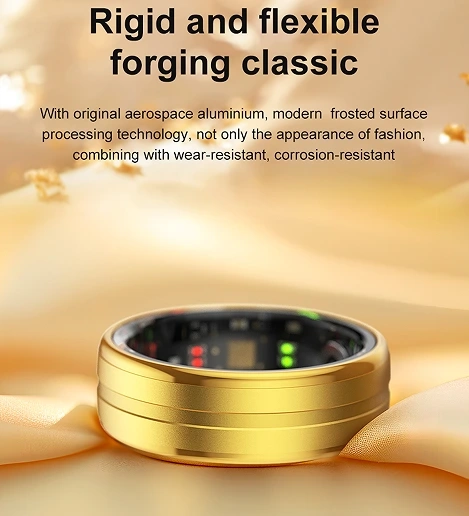 Mayissi Smart Ring -Tracks Activity, Sleep, Heart Rate, Blood Oxygen,pressure -IP68 Waterproof-No-Subscription-15 Days Battery Standby time--Health Management--iOS & Android- XZR06GOLD