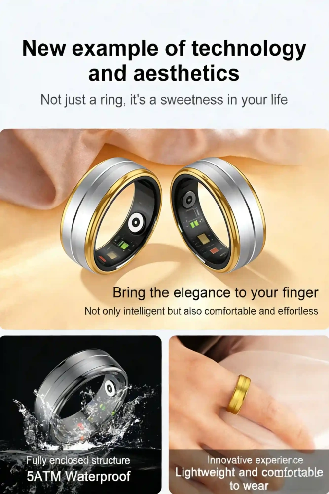 Mayissi Smart Ring -Tracks Activity, Sleep, Heart Rate, Blood Oxygen,pressure -IP68 Waterproof-No-Subscription-15 Days Battery Standby time--Health Management--iOS & Android- XZR06SILVER