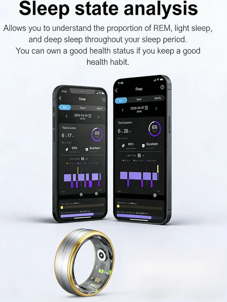 Mayissi Smart Ring -Tracks Activity, Sleep, Heart Rate, Blood Oxygen,pressure -IP68 Waterproof-No-Subscription-15 Days Battery Standby time--Health Management--iOS & Android- XZR06SILVER