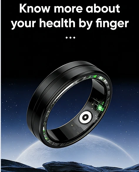 Mayissi Smart Ring -Tracks Activity, Sleep, Heart Rate, Blood Oxygen,pressure -IP68 Waterproof-No-Subscription-15 Days Battery Standby time--Health Management--iOS & Android- XZR06Tarnish-Black