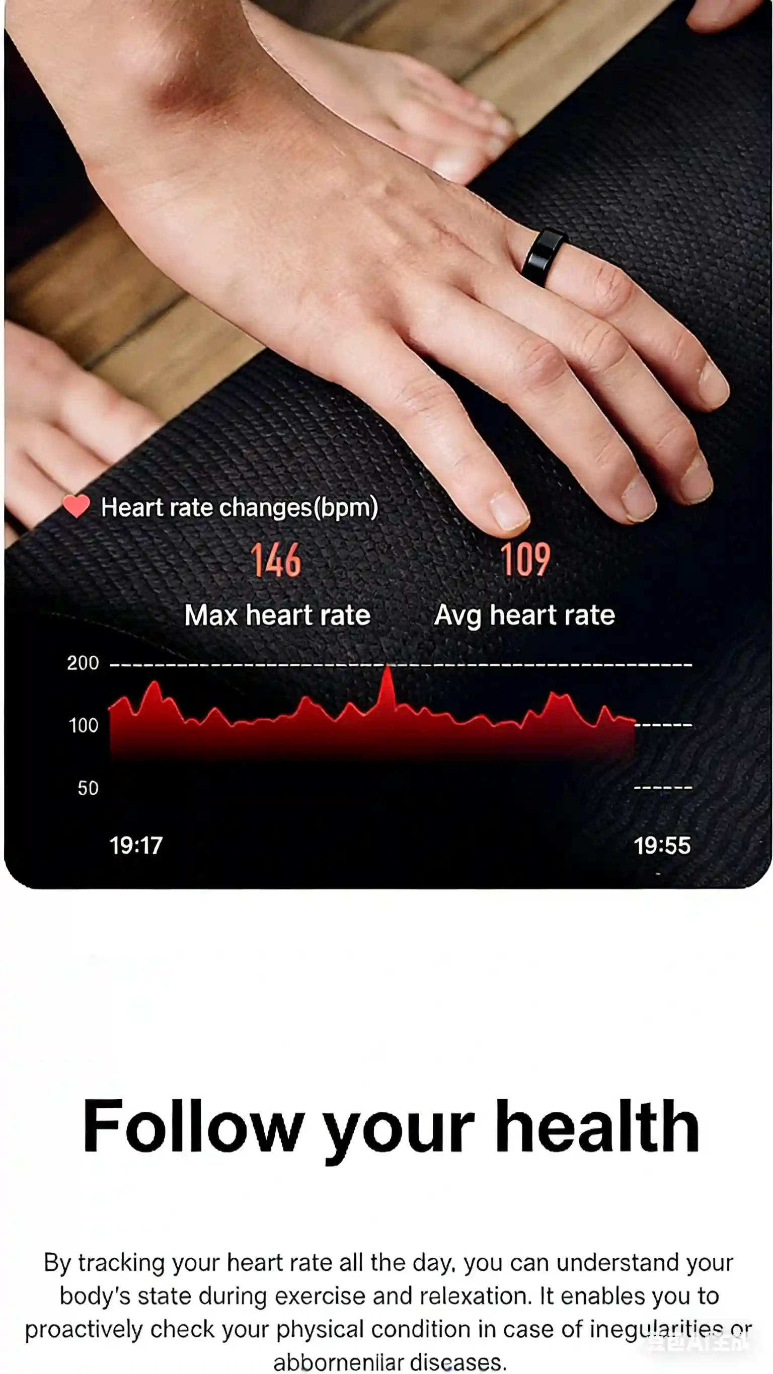 Mayissi Smart Ring -Tracks Activity, Sleep, Heart Rate, Blood Oxygen,pressure -IP68 Waterproof-No-Subscription-15 Days Battery Standby time--Health Management--iOS & Android- XZR06Tarnish-Black