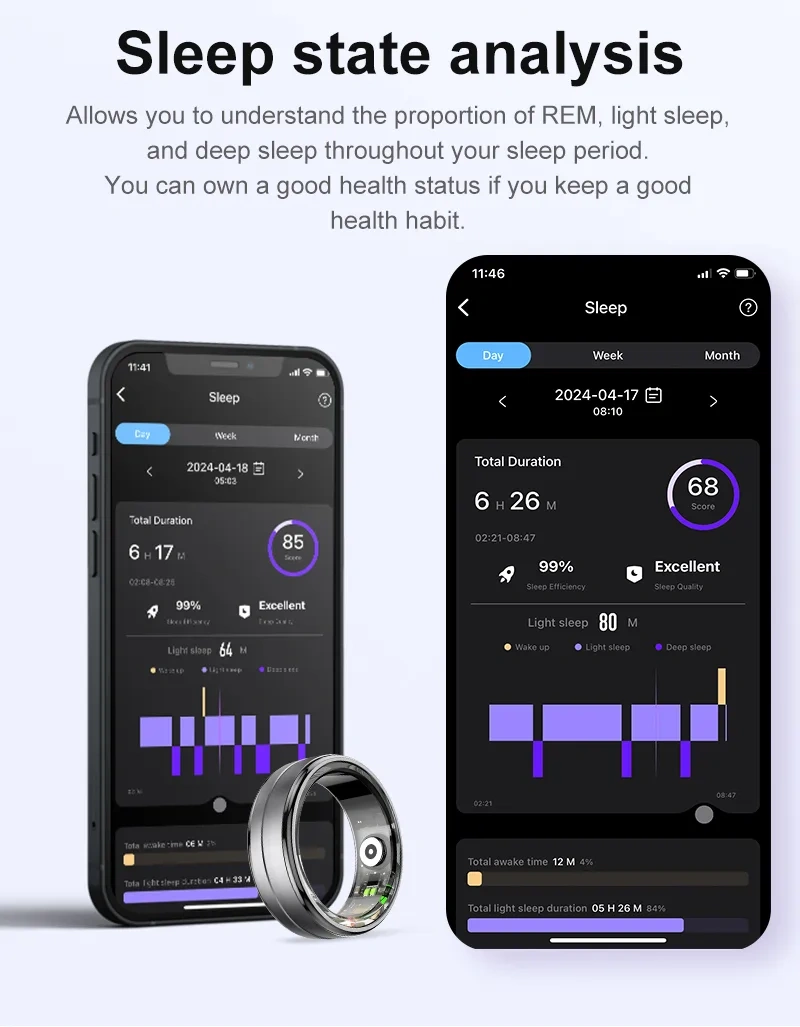 Mayissi Smart Ring -Tracks Activity, Sleep, Heart Rate, Blood Oxygen,pressure -IP68 Waterproof-No-Subscription-15 Days Battery Standby time--Health Management--iOS & Android- XZR06Tarnish-Black