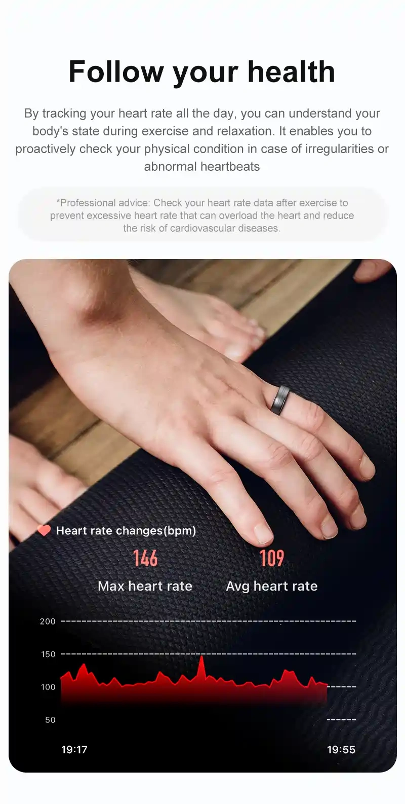Mayissi Smart Ring -Tracks Activity, Sleep, Heart Rate, Blood Oxygen,pressure -IP68 Waterproof-No-Subscription-15 Days Battery Standby time--Health Management--iOS & Android- XZR06Tarnish-Black