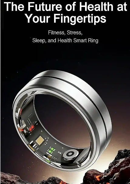 Mayissi Smart Ring-Sleep-Activity-Stress-SpO2-HR-Tracking-Gesture remote control-Waterproof- No Subscription-15-Days-Battery-Standby-time-iOS & Android-XZR04Silver