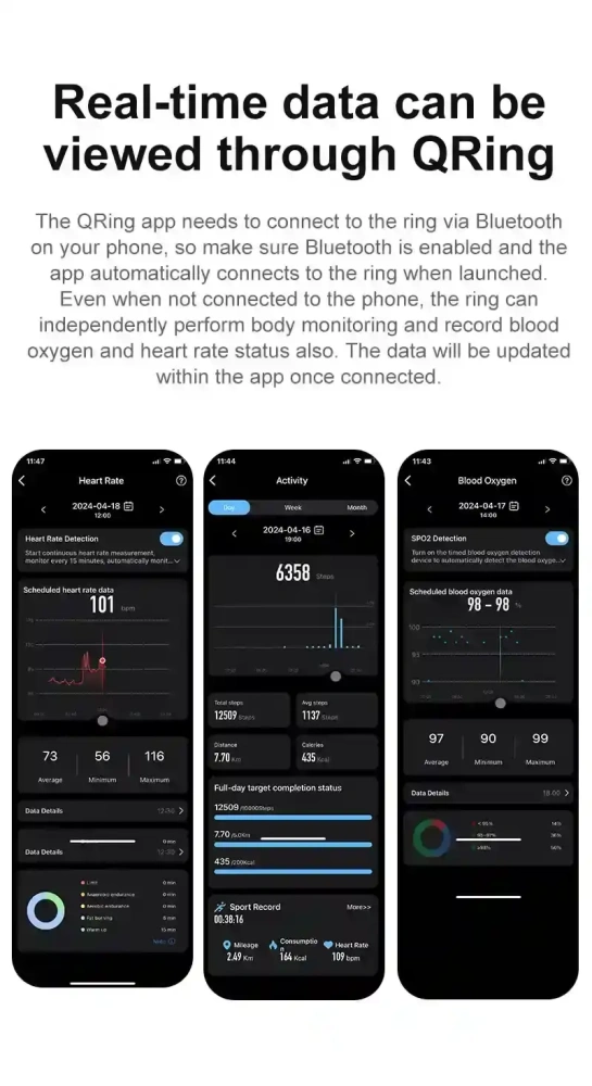 Mayissi Smart Ring-Sleep-Activity-Stress-SpO2-HR-Tracking-Gesture remote control-Waterproof- No Subscription-15-Days-Battery-Standby-time-iOS & Android-XZR04Silver