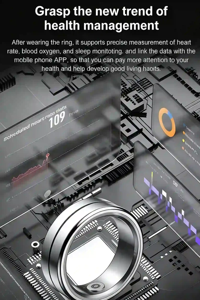Mayissi Smart Ring-Sleep-Activity-Stress-SpO2-HR-Tracking-Gesture remote control-Waterproof- No Subscription-15-Days-Battery-Standby-time-iOS & Android-XZR04Silver