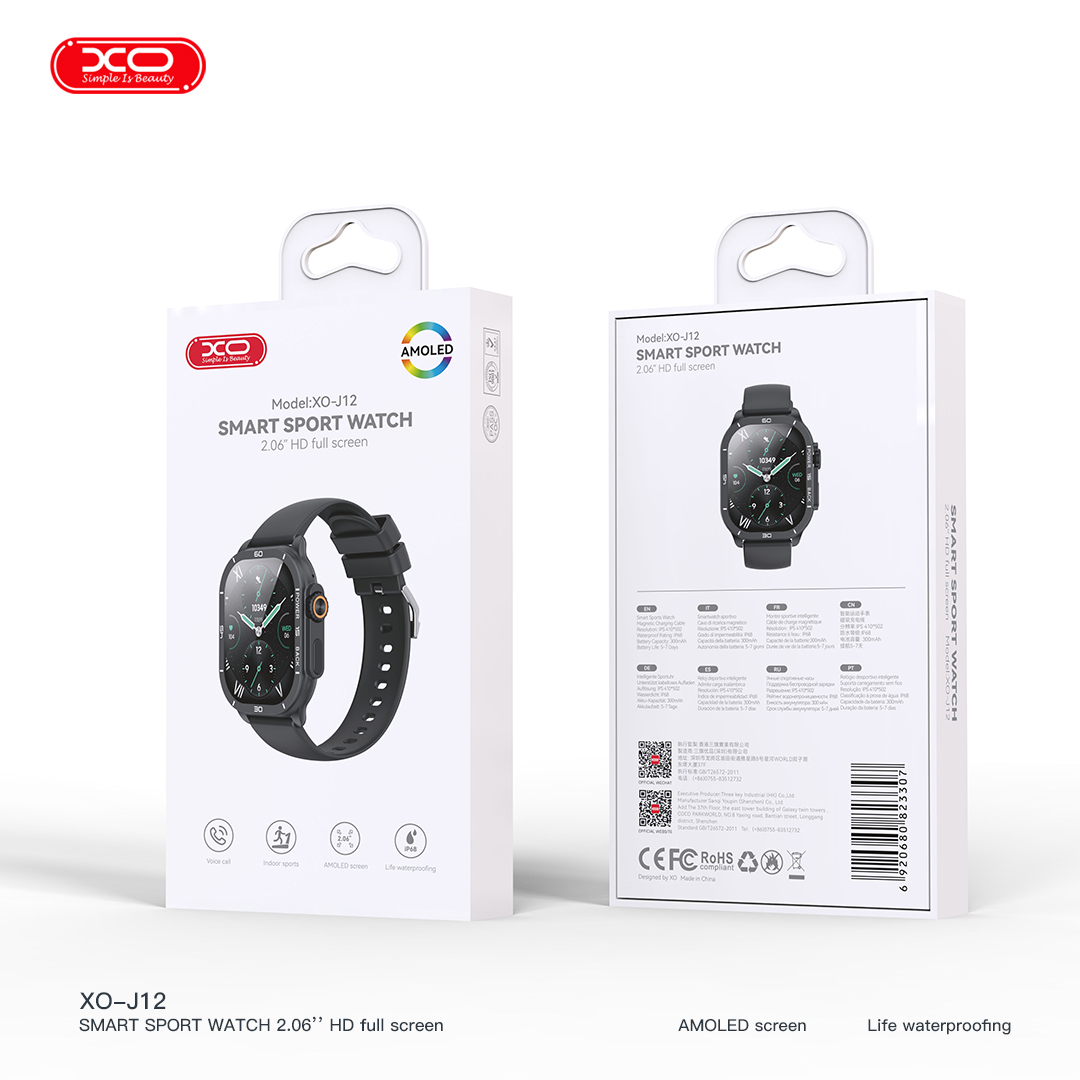 J12 AMOLED Screen Smart Watch