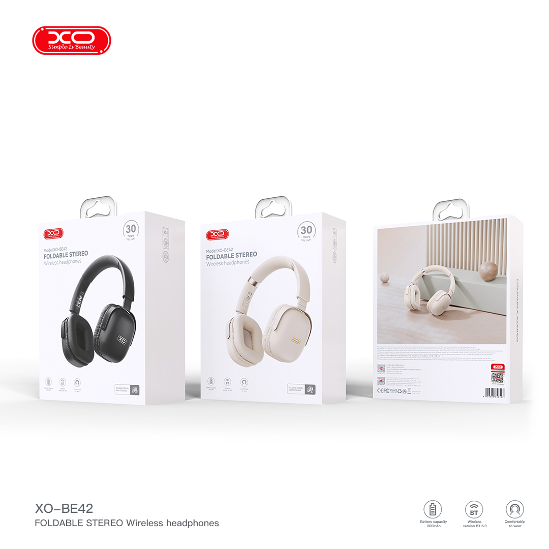 BE42 Scarlet Metal Stand Folding Headband Bluetooth Headset