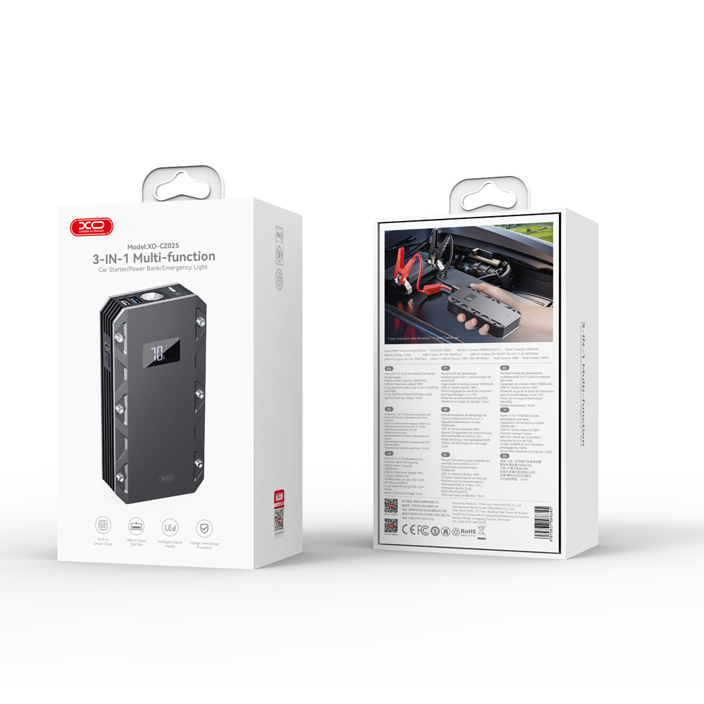 CZ025 Car Starter/Mobile Power Supply/Emergency Light 10000mAh 3-in-1 (Normal Clip)