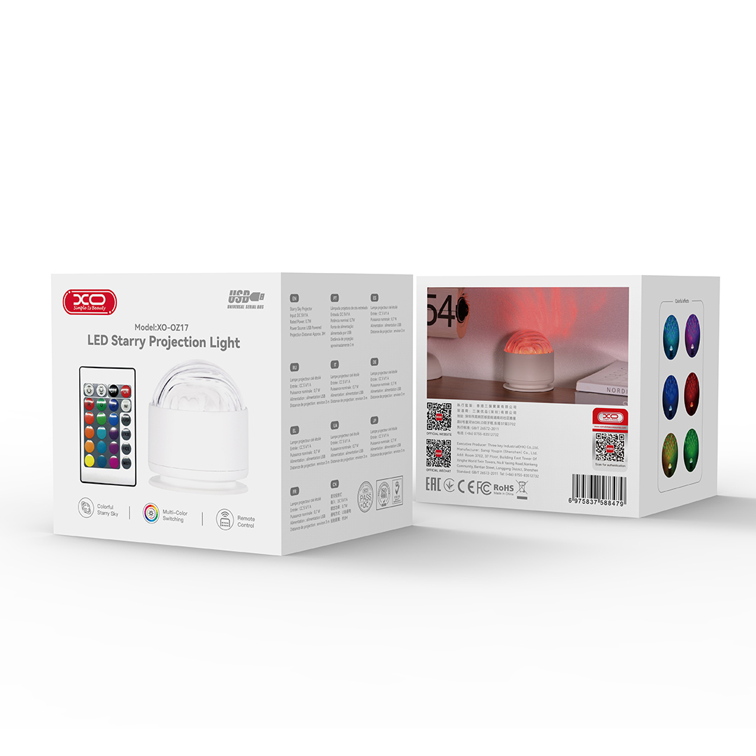 OZ17 USB-powered 16-colour projector lamp Aurora + Water Ripple dual-shade design White (with remote control)