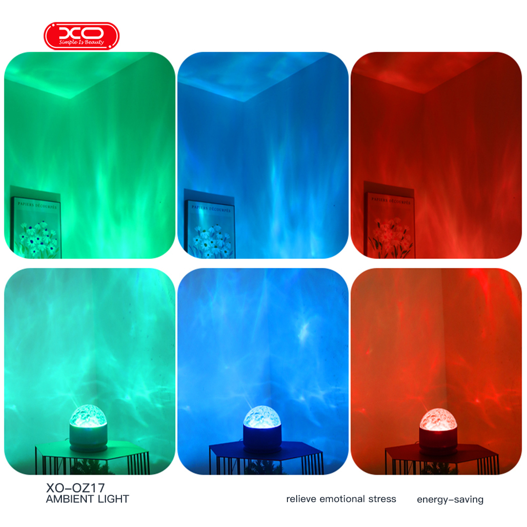 OZ17 USB-powered 16-colour projector lamp Aurora + Water Ripple dual-shade design White (with remote control)