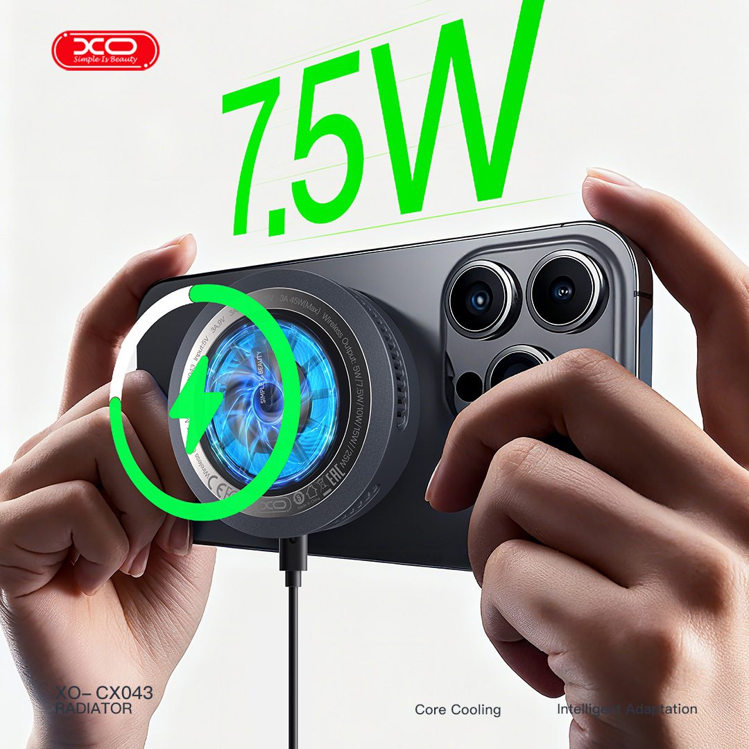 CX043 Smart Semiconductor Cooling Qi 2.2 25W Multi-Colour LED Desktop Wireless Charger