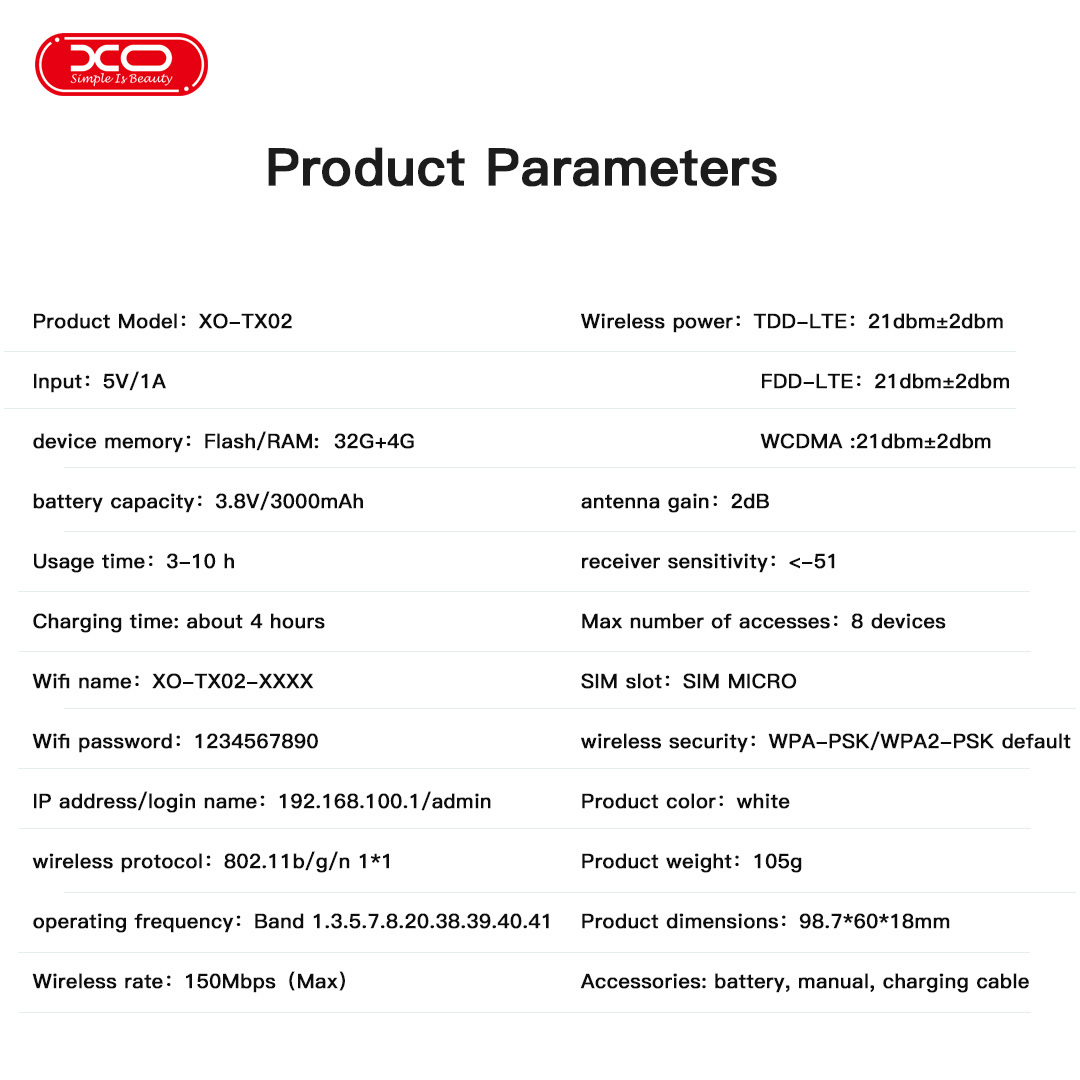 TX02 3000mAh Portable WIFI (European Band)