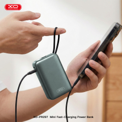 PR297 22.5W Fully Compatible Mini Digital Display Fast Charging Power Bank (Includes iP and Type-C Cables) 10000mAh
