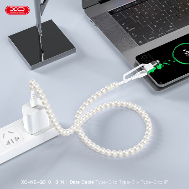 NB-Q310 Pearl Series Type-C to Type-C (60W) + Apple (27W) Data Cable, 1m