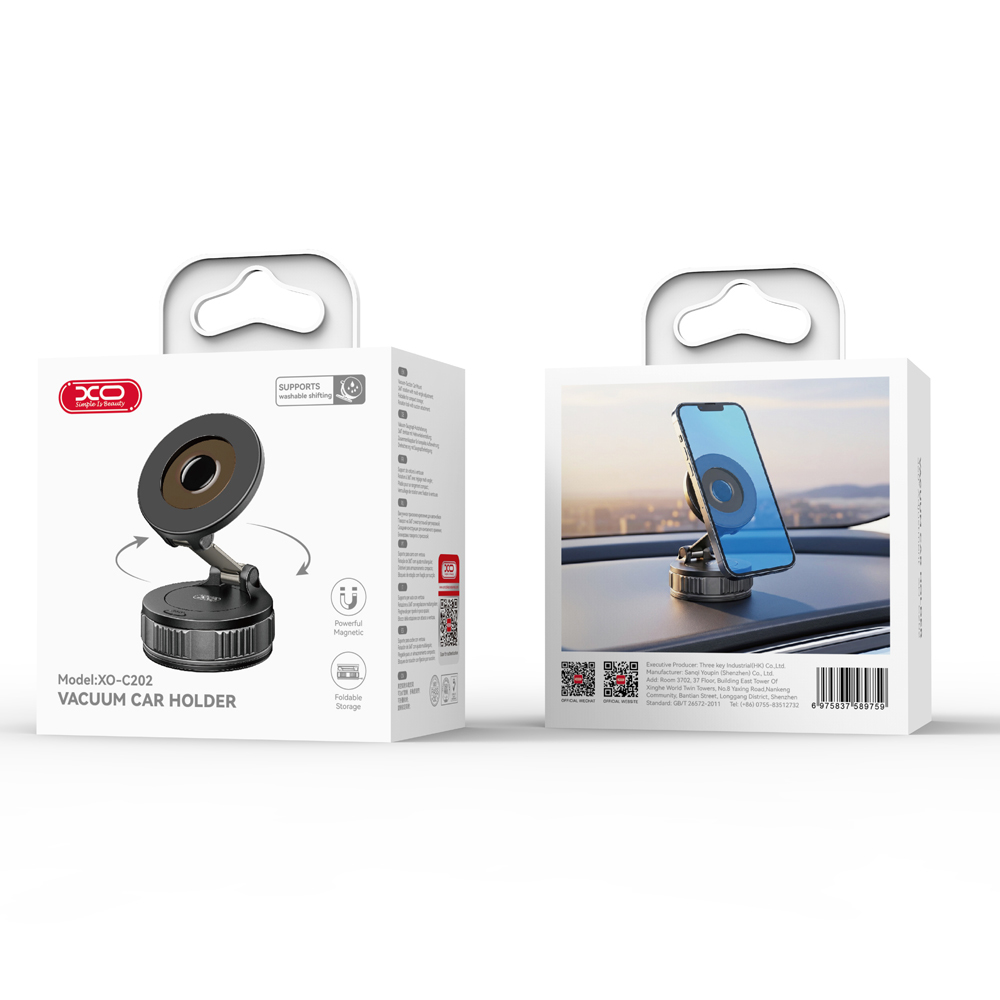 C202 Vacuum Suction Cup Manual Rotation Transparent Magnetic Mount (Drip-Coated Version)