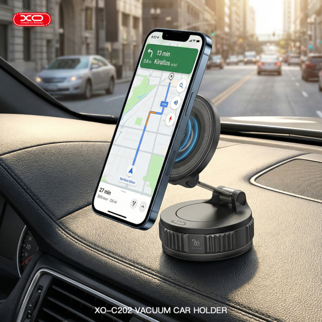 C202 Vacuum Suction Cup Manual Rotation Transparent Magnetic Mount (Drip-Coated Version)
