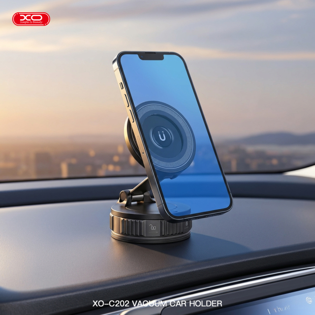 C202 Vacuum Suction Cup Manual Rotation Transparent Magnetic Mount (Drip-Coated Version)