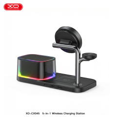 CX045 Clock + Speaker + Light + Phone + Watch + Headphones, 5-in-1 Smart Charger (Qi 2.2 25W) US