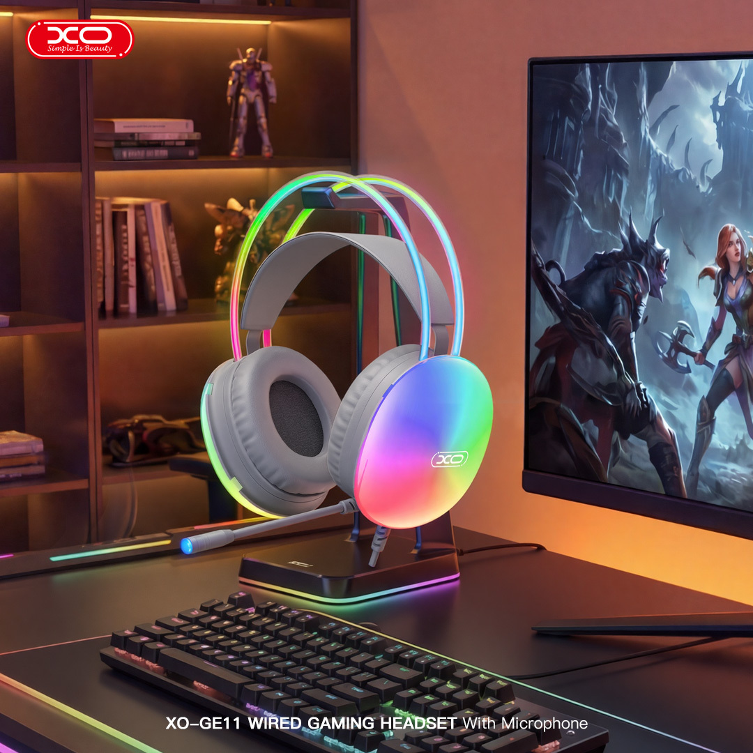 GE11 Colorful RGB Gaming Headset with Microphone (USB + 3.5mm, Adapter)