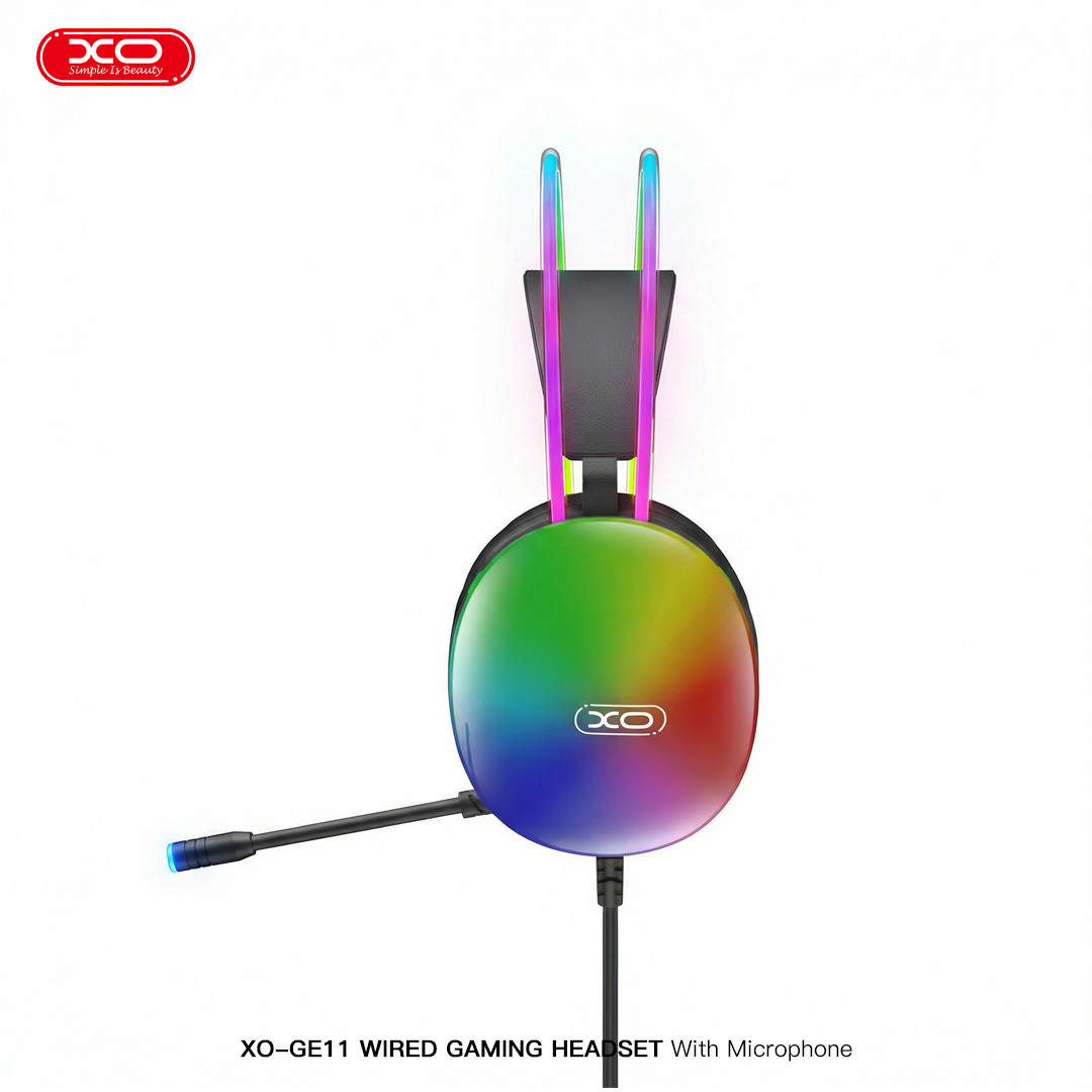 GE11 Colorful RGB Gaming Headset with Microphone (USB + 3.5mm, Adapter)
